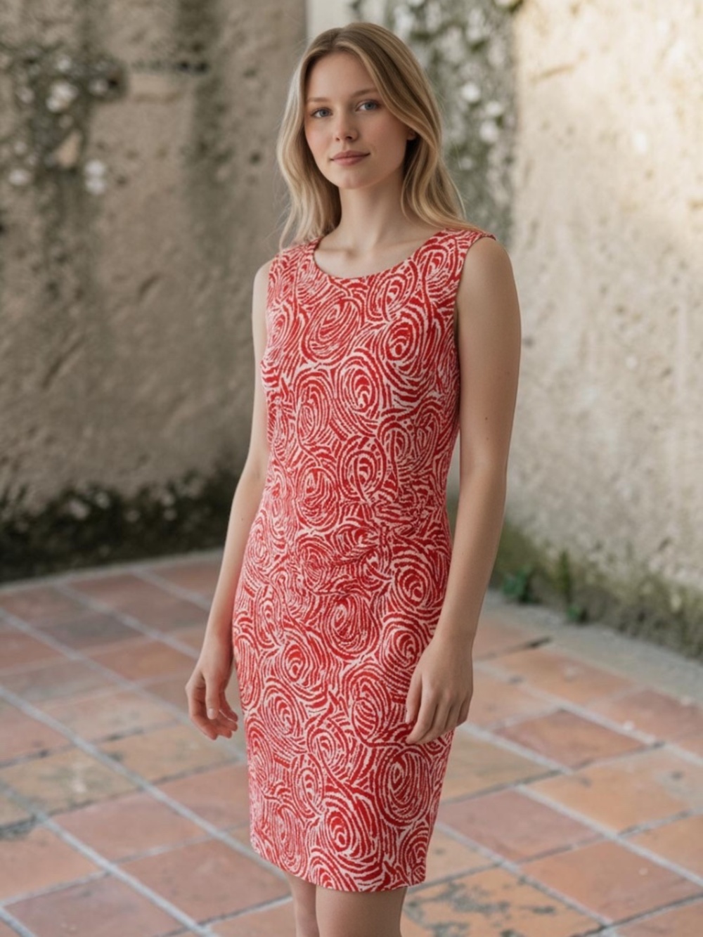 Joy Joy mid length red sleeveless dress size medium